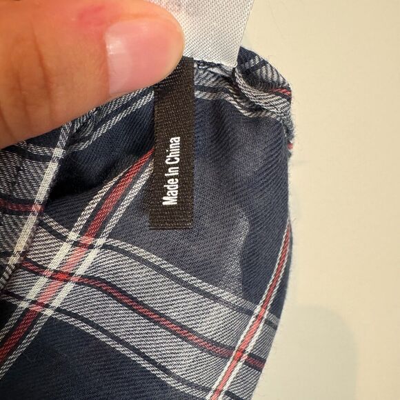 PAIGE Antonia Blouse Size Medium Off The Shoulder Boho Plaid Tartan Top ¾ Sleeve - Picture 7 of 9